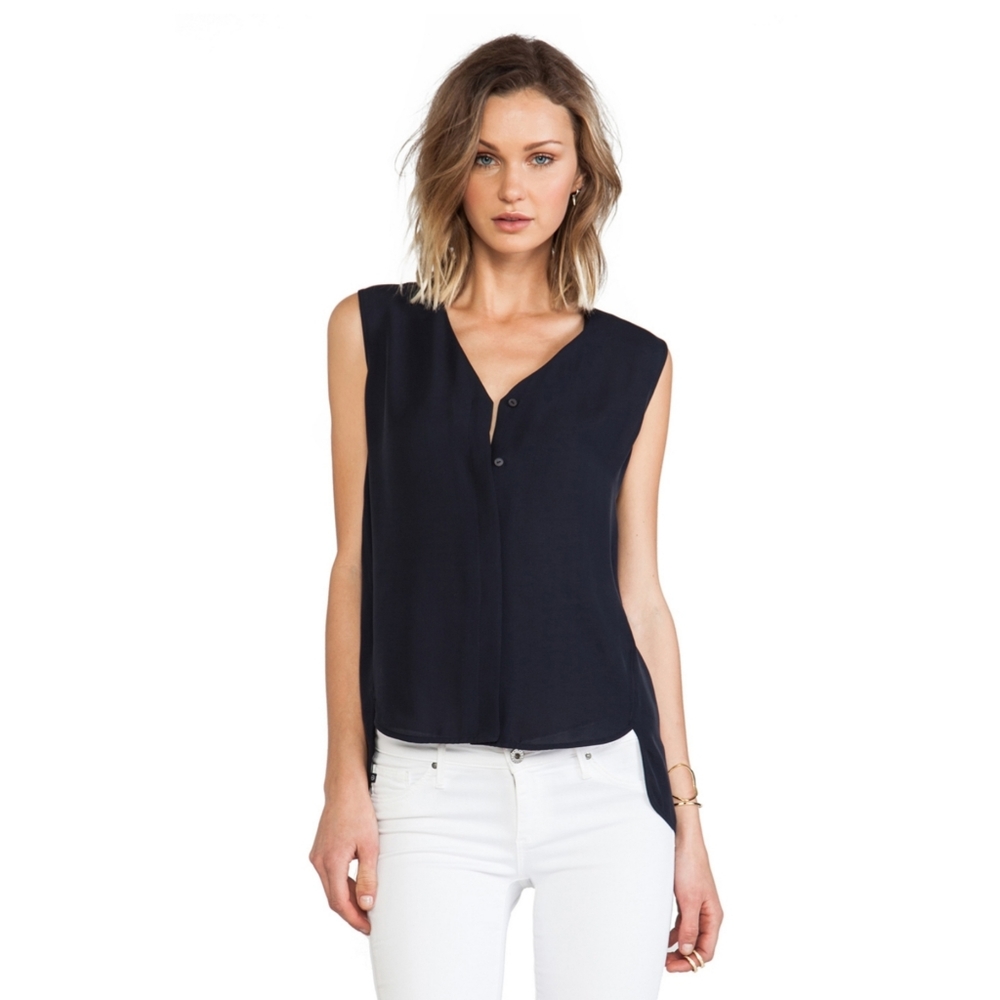 Theory Navy Sleeveless V-Neck Tank Top